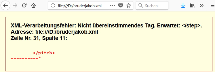 Fehlermeldung des Browsers