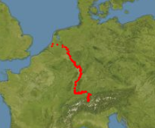 Verlauf des Rheins durch die Orte sichtbar gemacht