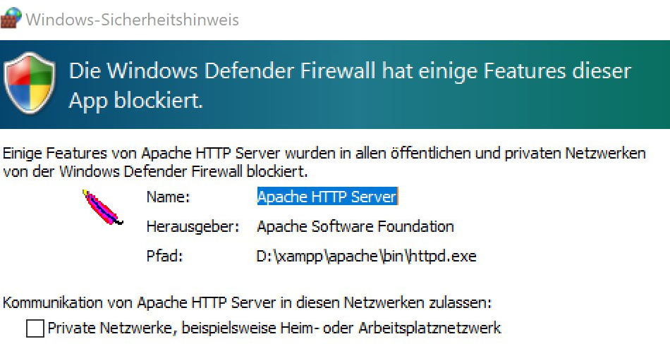 Screenshot Windows Firewall