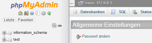 Webterra mit leerem Datenbankverzeichnis