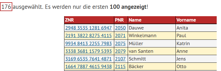 Ergebnis eines Joins über die Namen