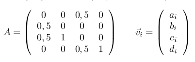 Definition der Übergangsmatrix A und des Vektros v