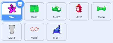 Objekt-&Uuml;bersicht mit Star und 7 verschiedenen M&uuml;ll-Objekten