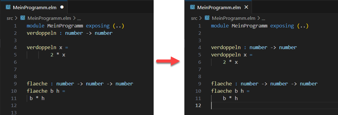 VS-Code-FormatOnSaveErgebnis