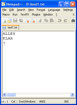Screenshot mit Text