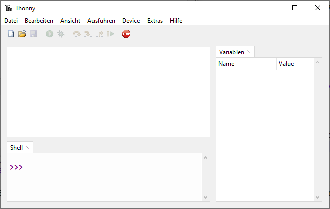 Thonny mit Variablenfenster