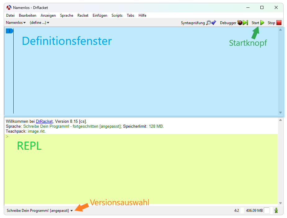 User-Interface von DrRacket