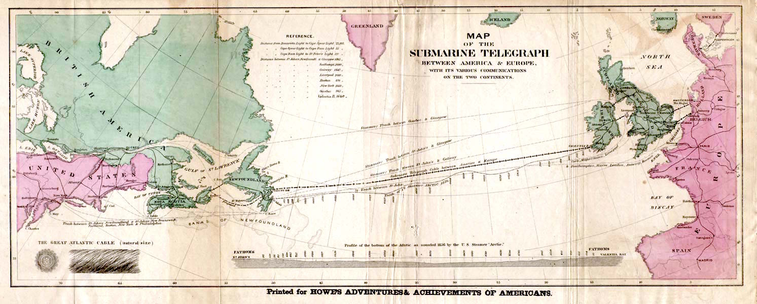 Atlantic cable Map Karte Atlantikkabel