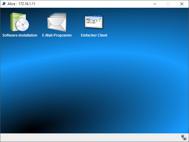 Desktopansicht von Alice Desktopansicht des PCs von Alice