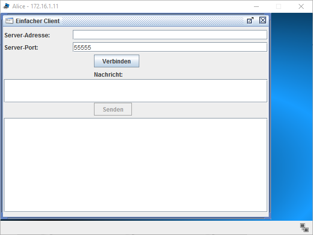 Der einfache Client von Filius Der einfache Client von Filius