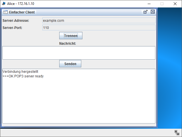 POP3 Verbindung mit dem einfachen Client POP3 Verbindung mit dem einfachen Client