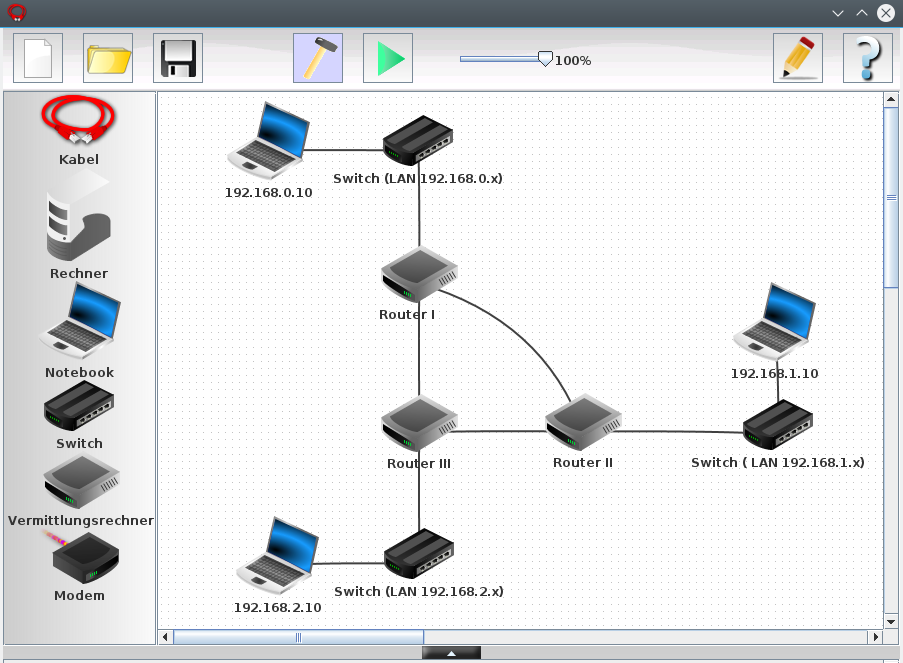 &Uuml;ber Router verbundene Teilnetze in Filius