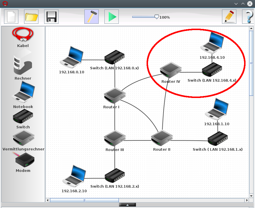 &Uuml;ber Router verbundene Teilnetze in Filius - Erweiterung