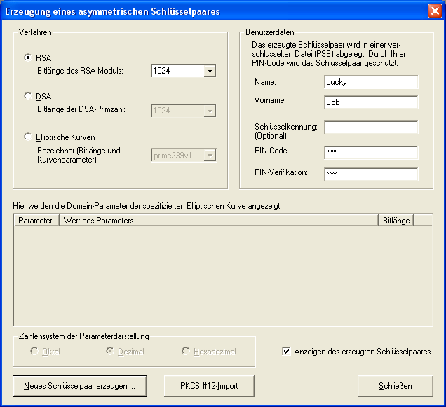 Schl&uuml;sselerzeugung