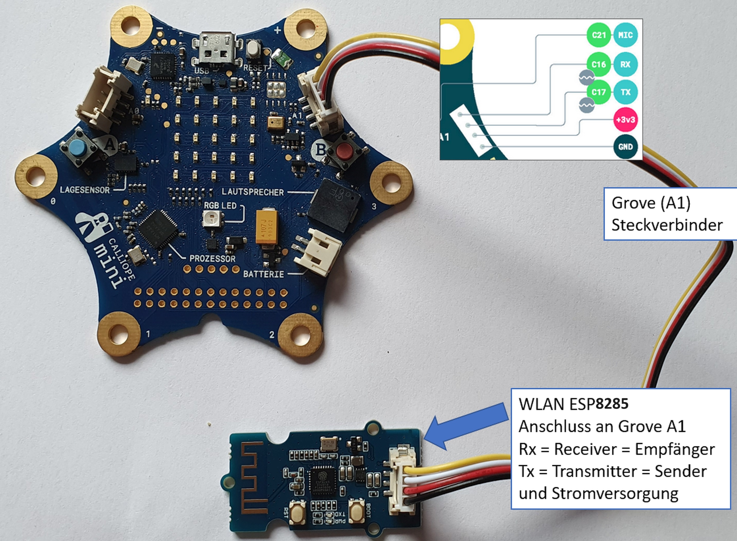 ESP8285 an Calliope anschließen ESP8285 an Calliope anschließen