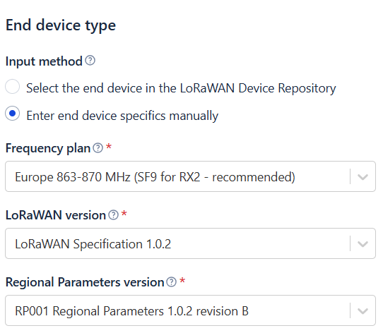 TTN-Device-Formular TTN-Formular