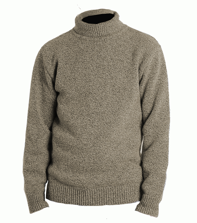 A polo-neck pullover Ein Pullover