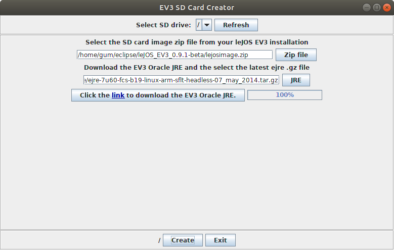 EV3 SD Card Creator Dialog EV3 SD Card Creator Dialog
