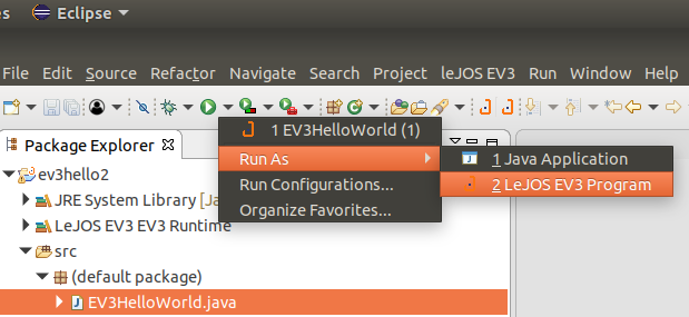 Kommunikation mit dem EV3 via EV3-Plugin in Eclipse Kommunikation mit dem EV3 via EV3-Plugin in Eclipse