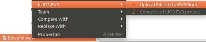 Upload der WAV-Datei mit Eclipse Plugin Upload der WAV-Datei mit Eclipse Plugin