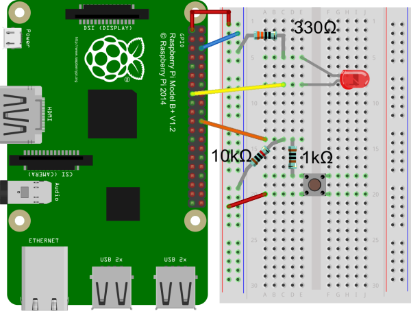 Schaltbild komplett Schaltbild mit Taster und LED