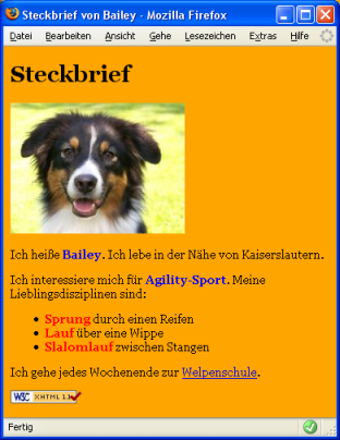 Formatierte Webseite