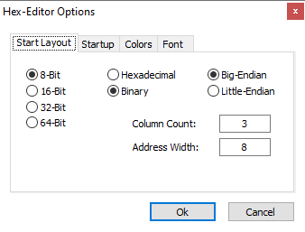 Einstellungen im Hex-Editor