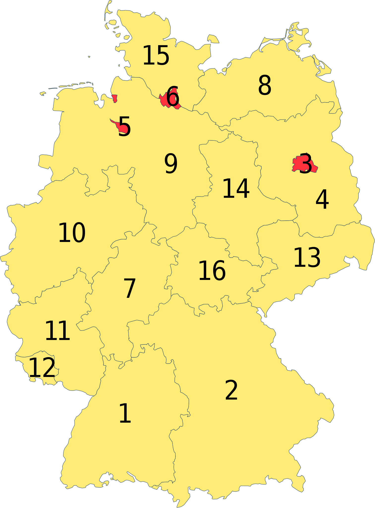 Bundesländer in Deutschland Bundesländer in Deutschland durchnummeriert