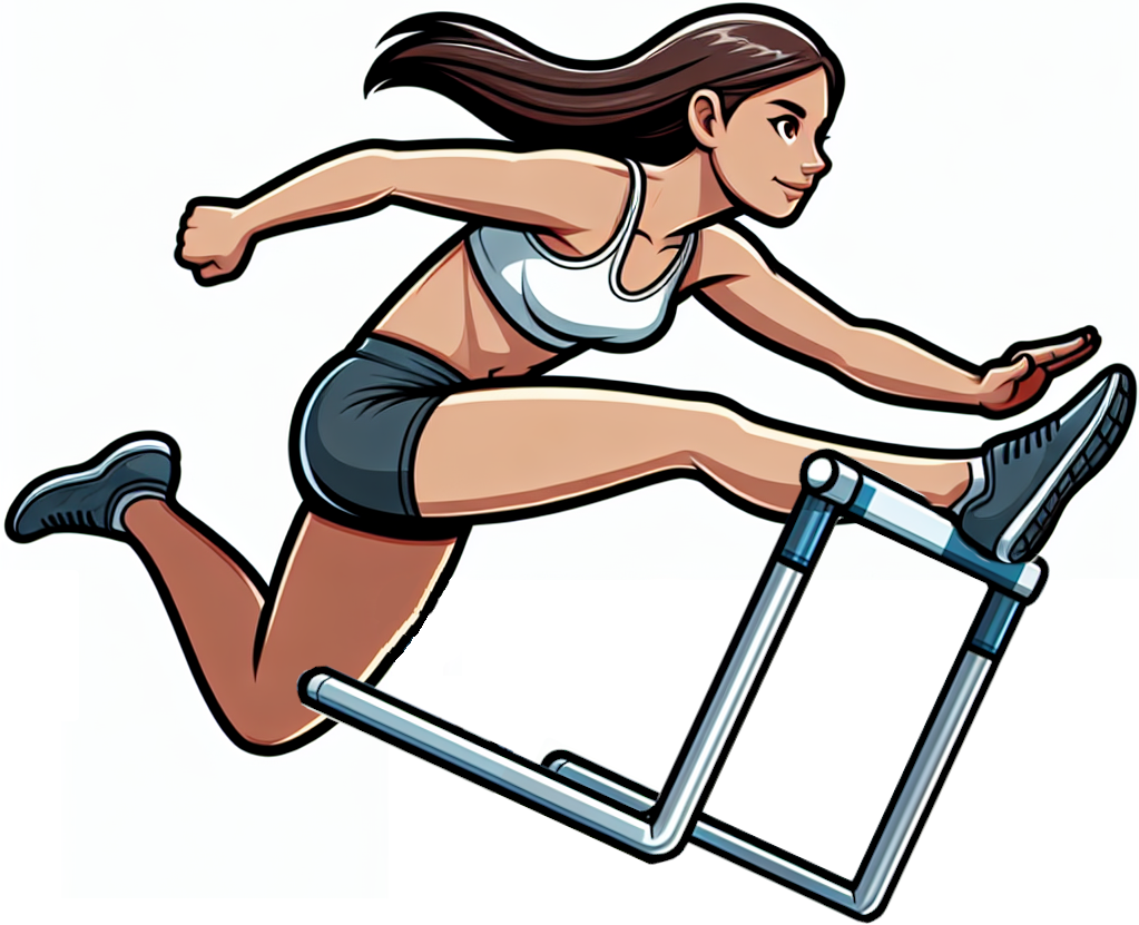 KI-generiert: Junge Frau springt über Hürde Junge Frau springt über Hürde