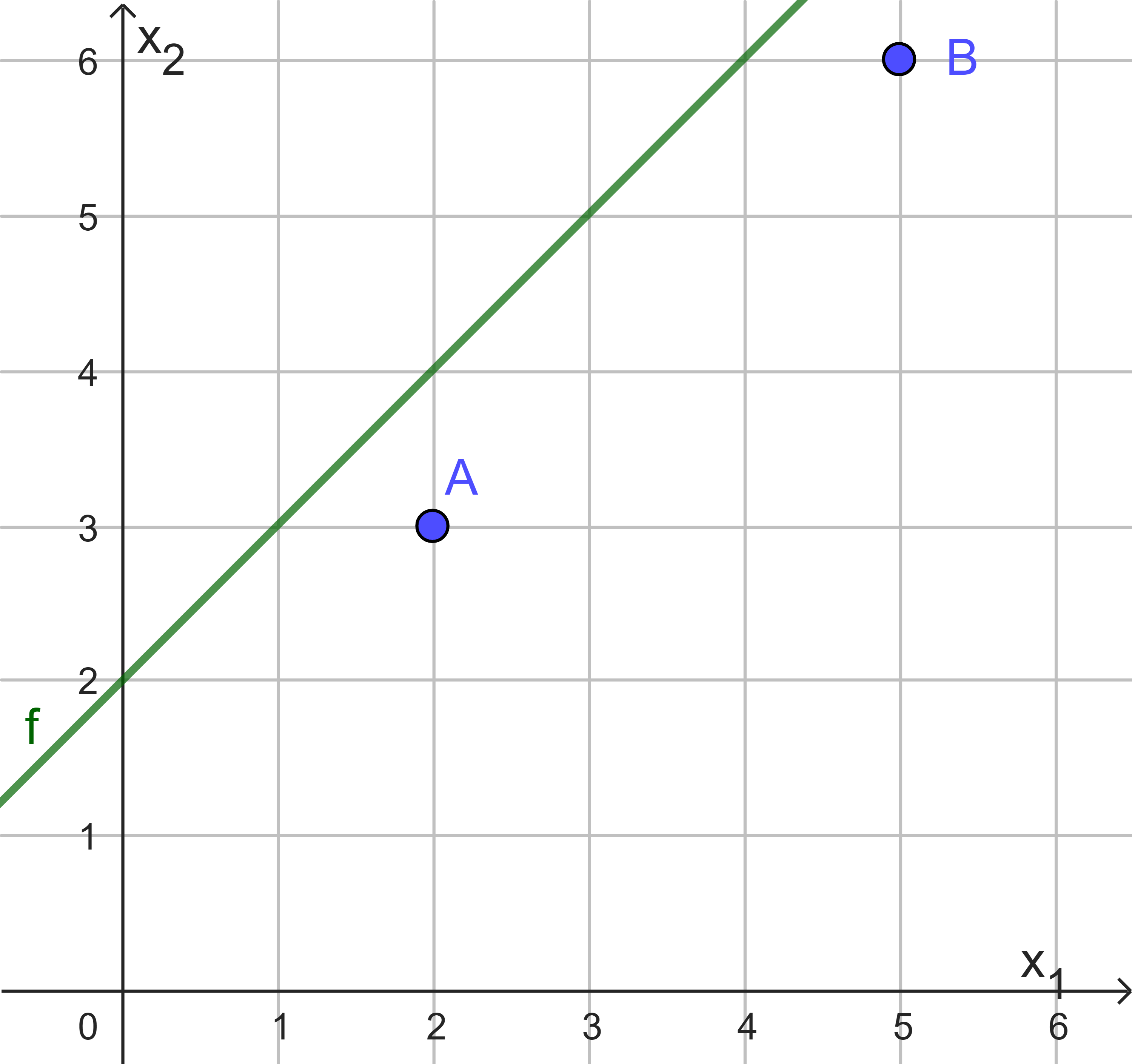 Neuron mit Anfangsbelegung und Trennlinie