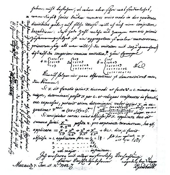 Brief von Goldbach an Euler Brief von Goldbach an Euler