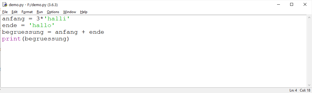 Programmfenster mit Programm