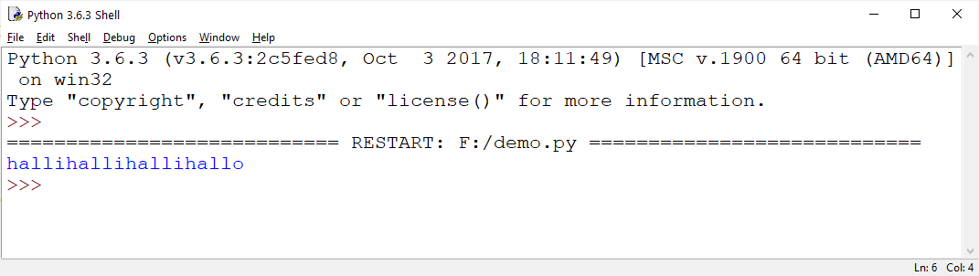 Ergebnisse im Ausf&uuml;hrfenster