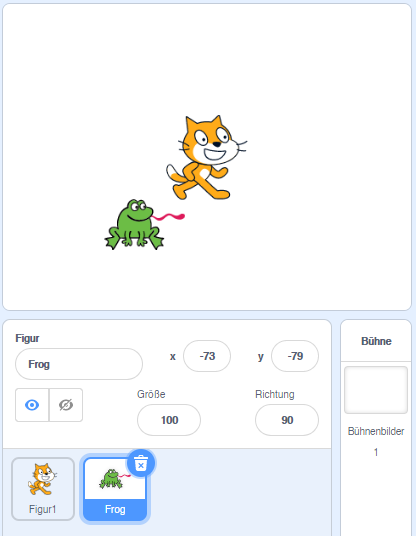 B&uuml;hne mit Katze und Frosch