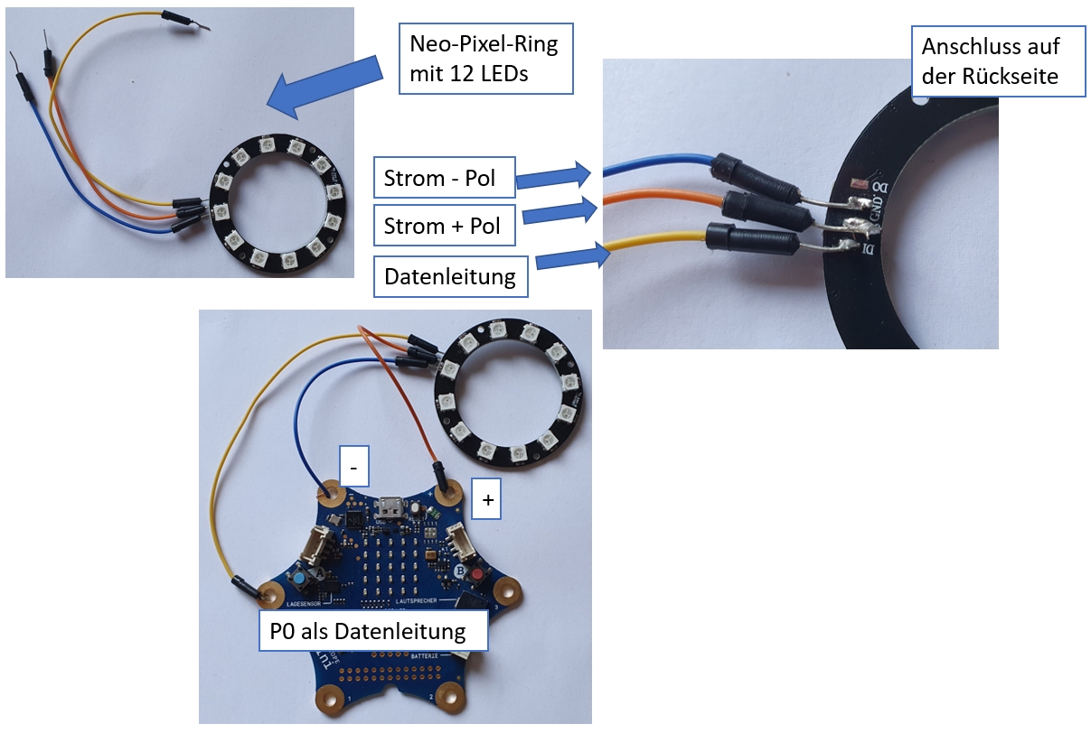 NeoPixel-Ring an Calliope anschließen NeoPixel-Ring an Calliope anschließen