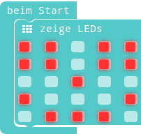 Programmgerüst zum Anzeigen eines Gesichts MakeCode-Start