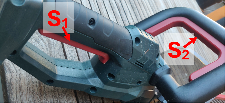 Schalter der Schere Bild einer Heckenschere