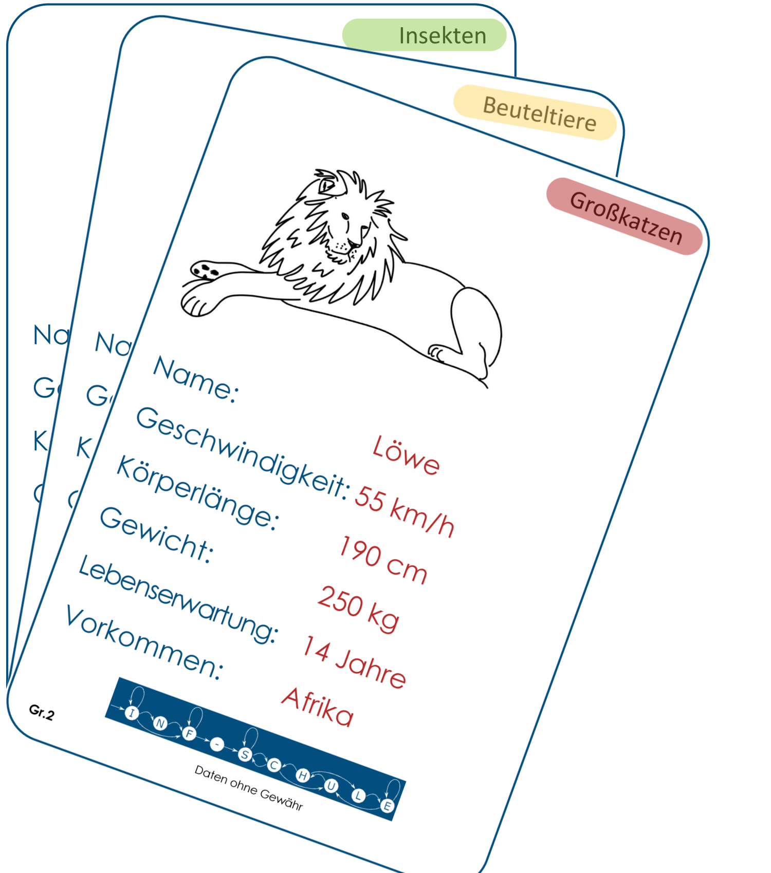 Kartenfaecher Fächer mit drei Beispielkarten