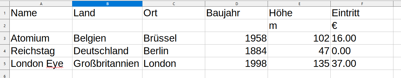 TK-Tabelle TK-Tabelle
