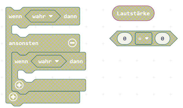 MakeCode Blöcke zur Lautstärkesteuerung