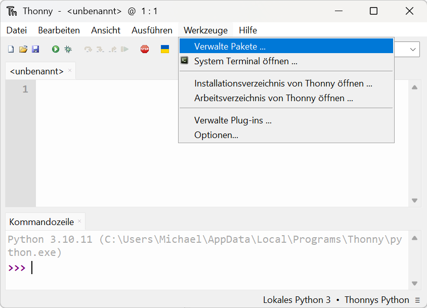Installation von calli-inter mit Thonny