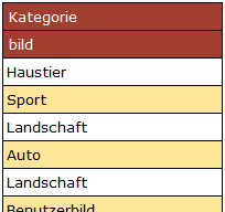 Ergebnistabelle des SQL-Befehls. Duplikate in den Datensätzen (z.B. Landschaft)